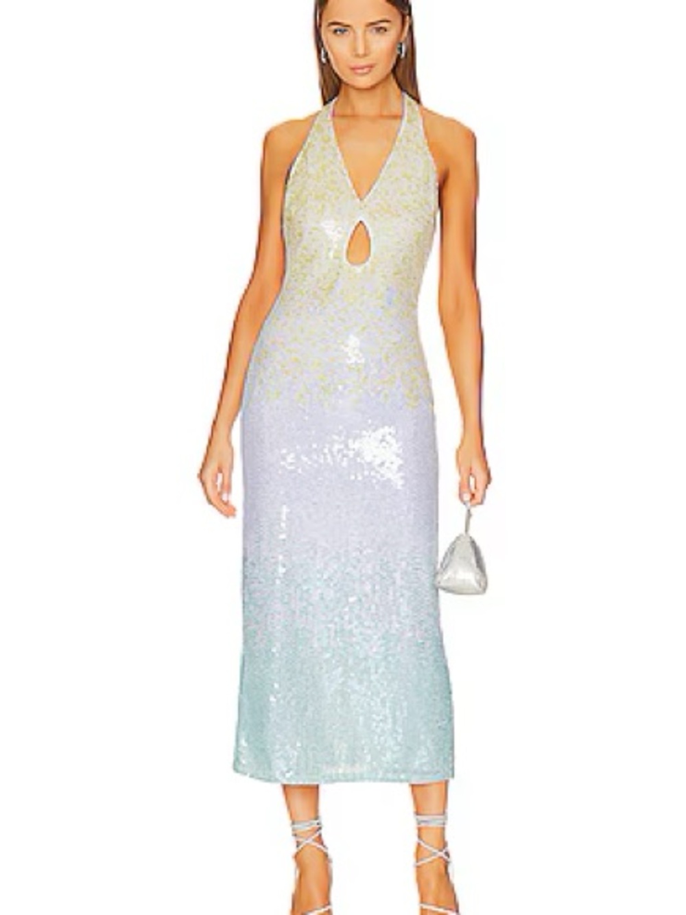 YAURA Kitan Ombre Sequin Midi Dress Size 10 | Mermaidcore Wedding Guest
